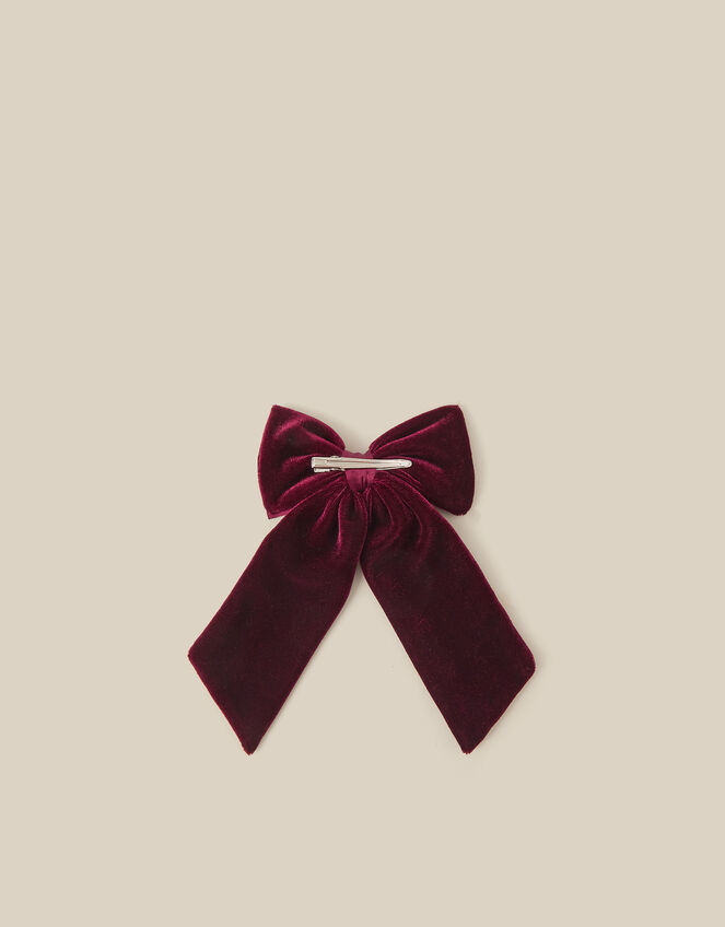 Pearl Charm Velvet Bow Hair Clip, , large