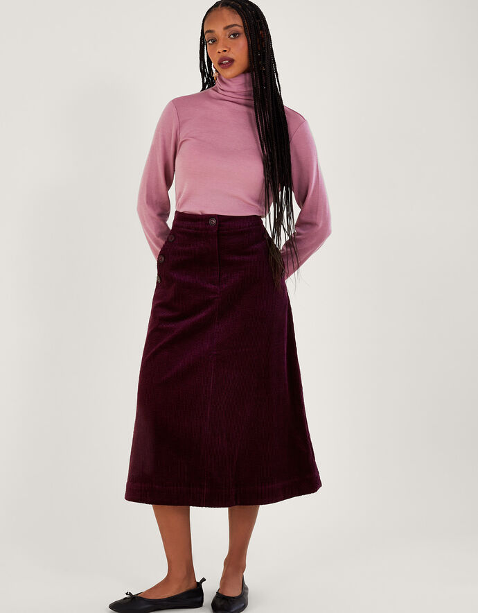 Cord Midi Skirt Purple | Skirts | Monsoon UK.