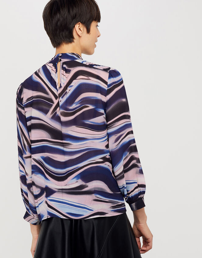 Mabel Marble Print Blouse, Blue (BLUE), large