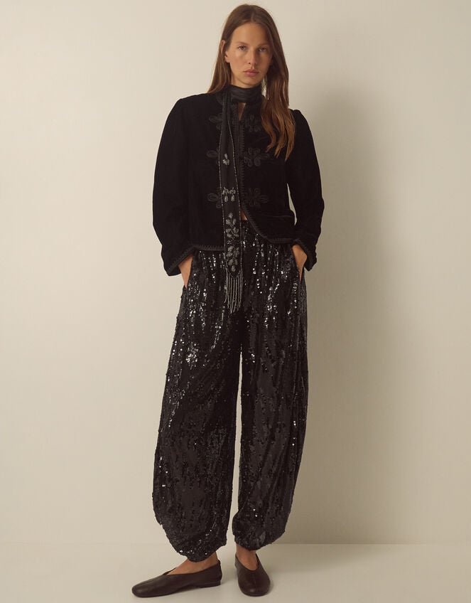 Selah Sequin Balloon Trousers, Black (BLACK), large