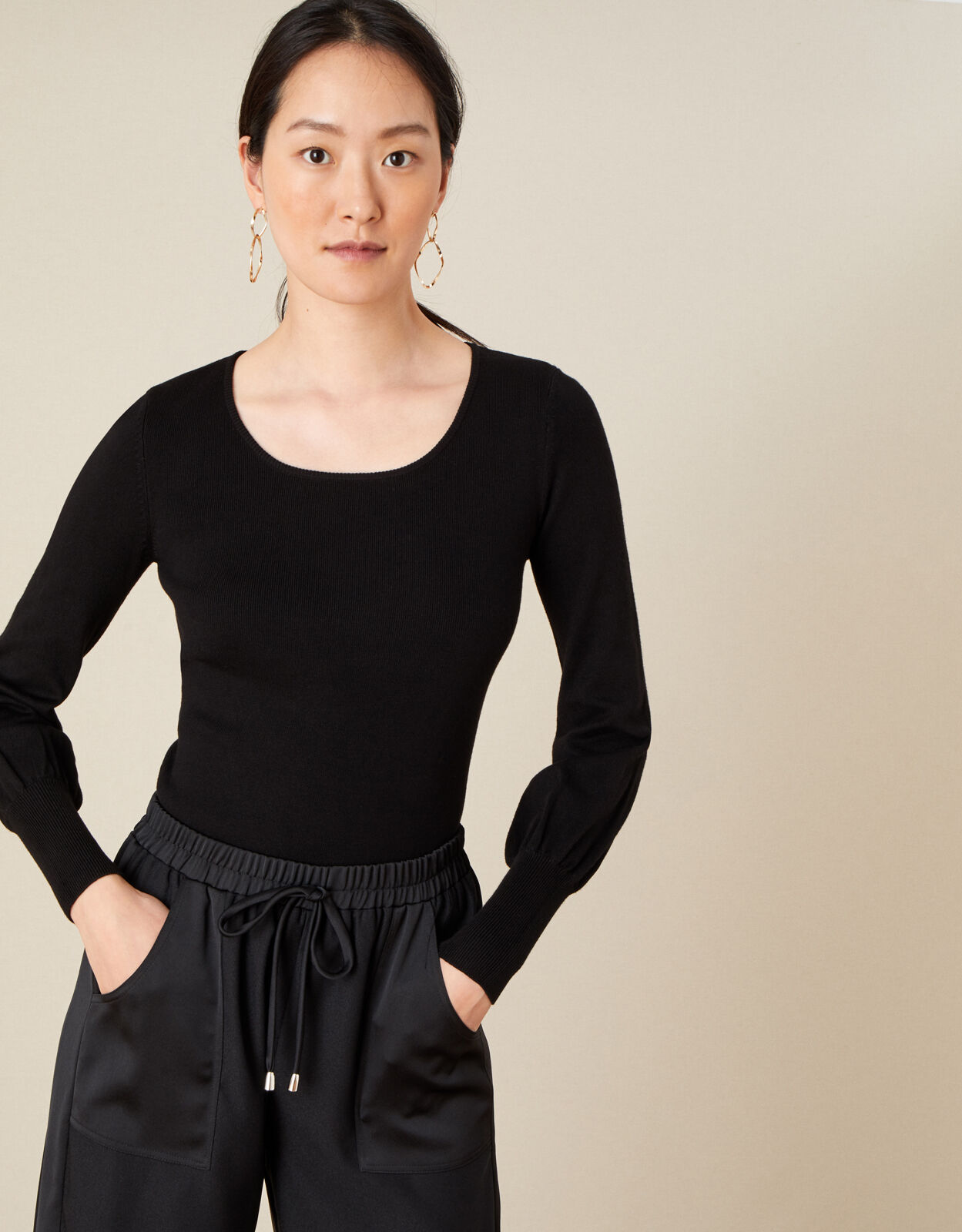 Black scoop neck jumper outlet