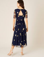 Susan Sequin Sunflower Midi Dress, Blue (NAVY), large