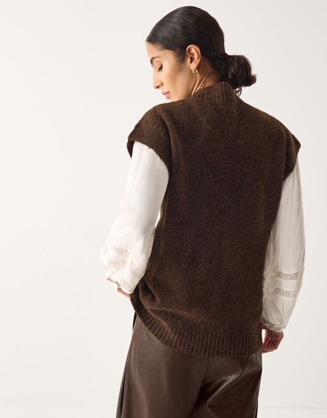 Coli High Neck Cable Knit Vest Brown