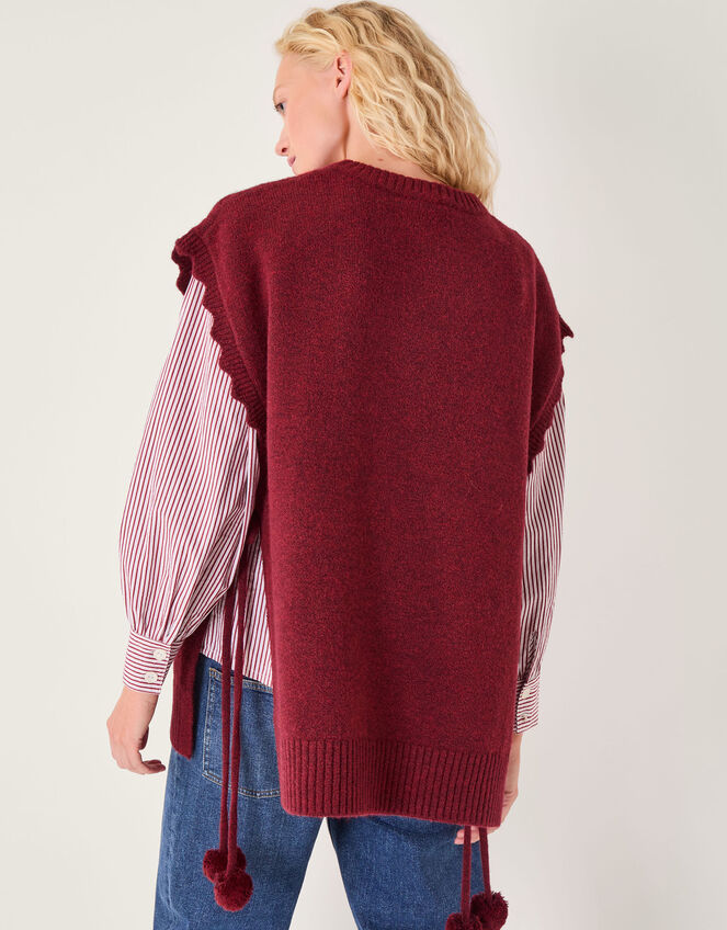 Coco Sleeveless Cable Knit Poncho, Red (BURGUNDY), large