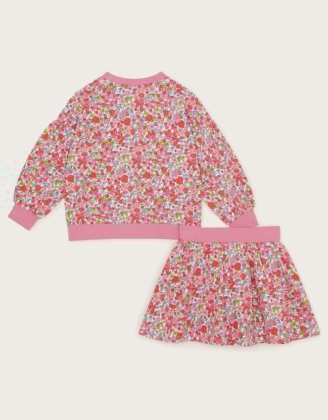 Ditsy Floral Sweatshirt and Skort Set, Pink (PINK), large