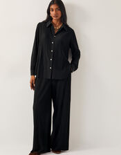 Paula Plisse Shirt, Black (BLACK), large
