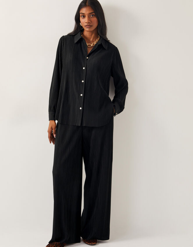 Paula Plisse Shirt, Black (BLACK), large