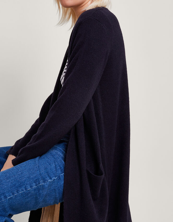 Lenny Longline Cardigan, Blue (NAVY), large