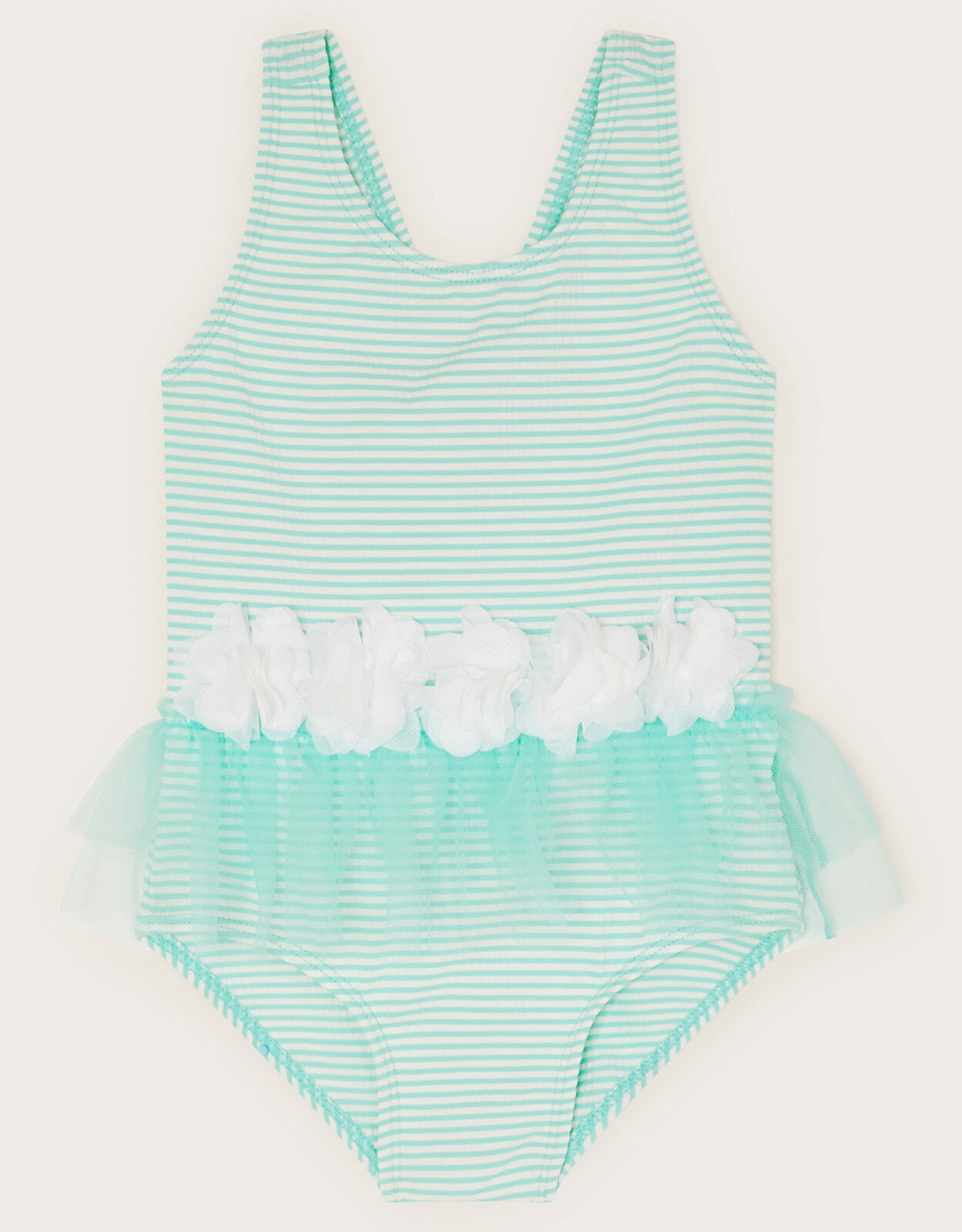 Baby Seersucker Stripe Tutu Swimsuit Green Baby Girl Beach Swimwear Monsoon UK