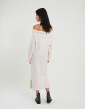 Bardot Maxi Column Dress with Recycled Polyester, Ivory (IVORY), large