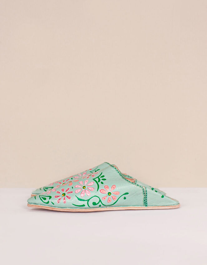 Bohemia Design Artisan Leather Slippers, Green (SAGE), large