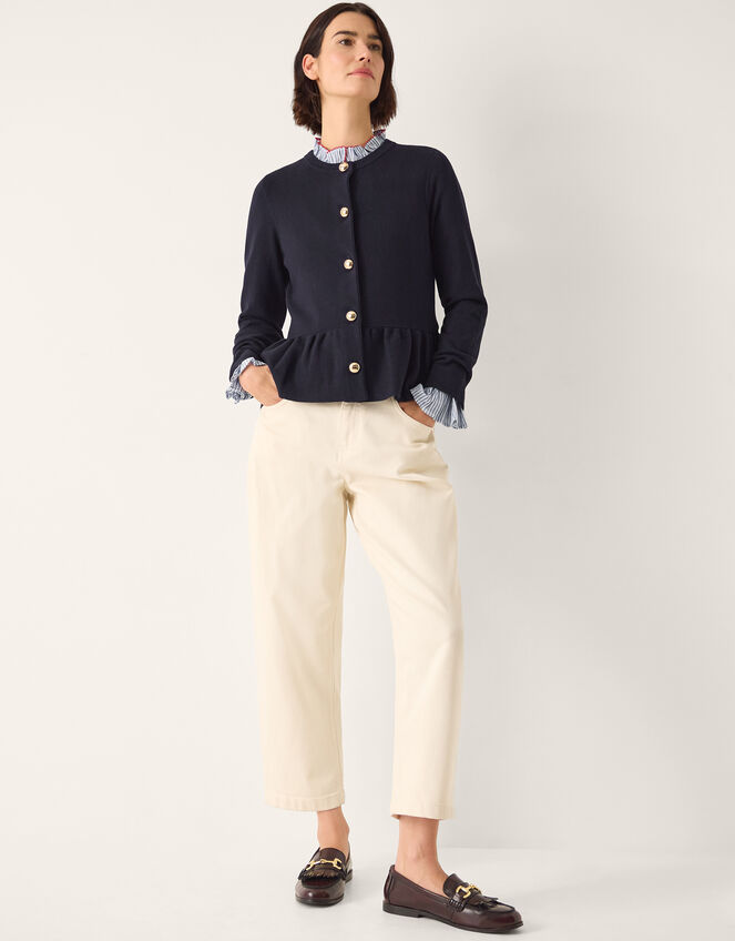 Prune Peplum Cardigan Blue