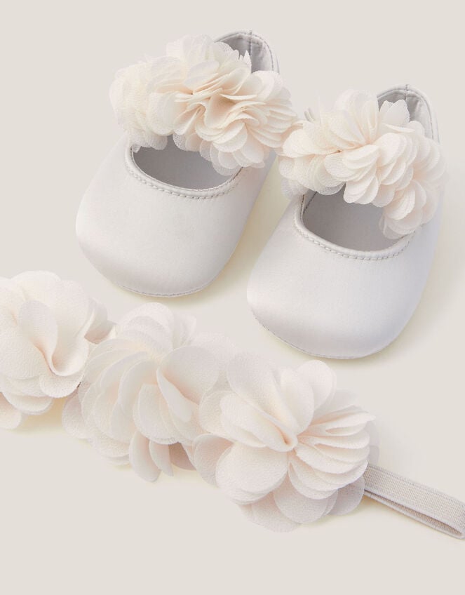 Baby Corsage Booties & Headband Set, Ivory (IVORY), large