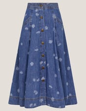Harper Denim Daisy Midi Skirt, Blue (DENIM BLUE), large