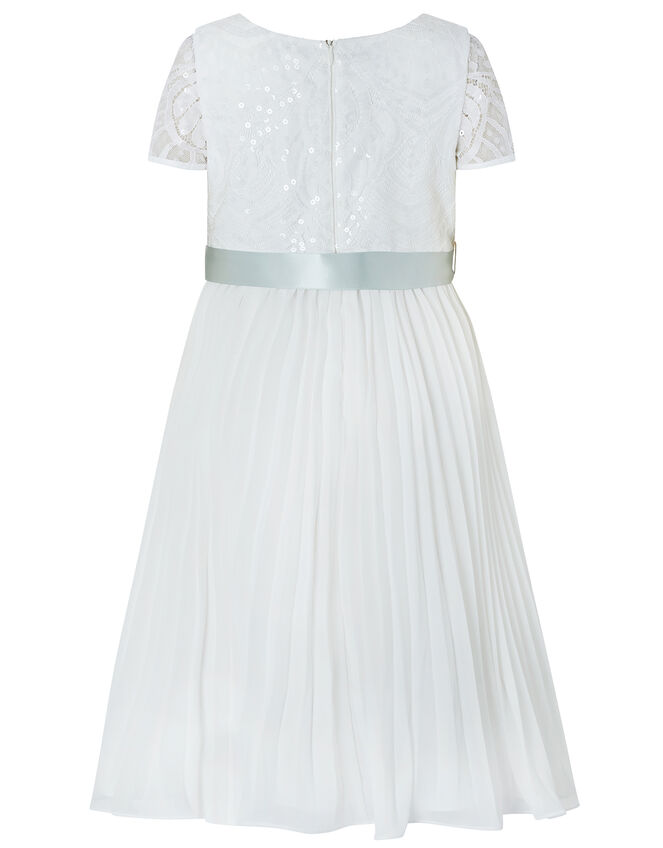 Layla Sequin Lace Pleated Maxi Dress, Ivory (IVORY), large