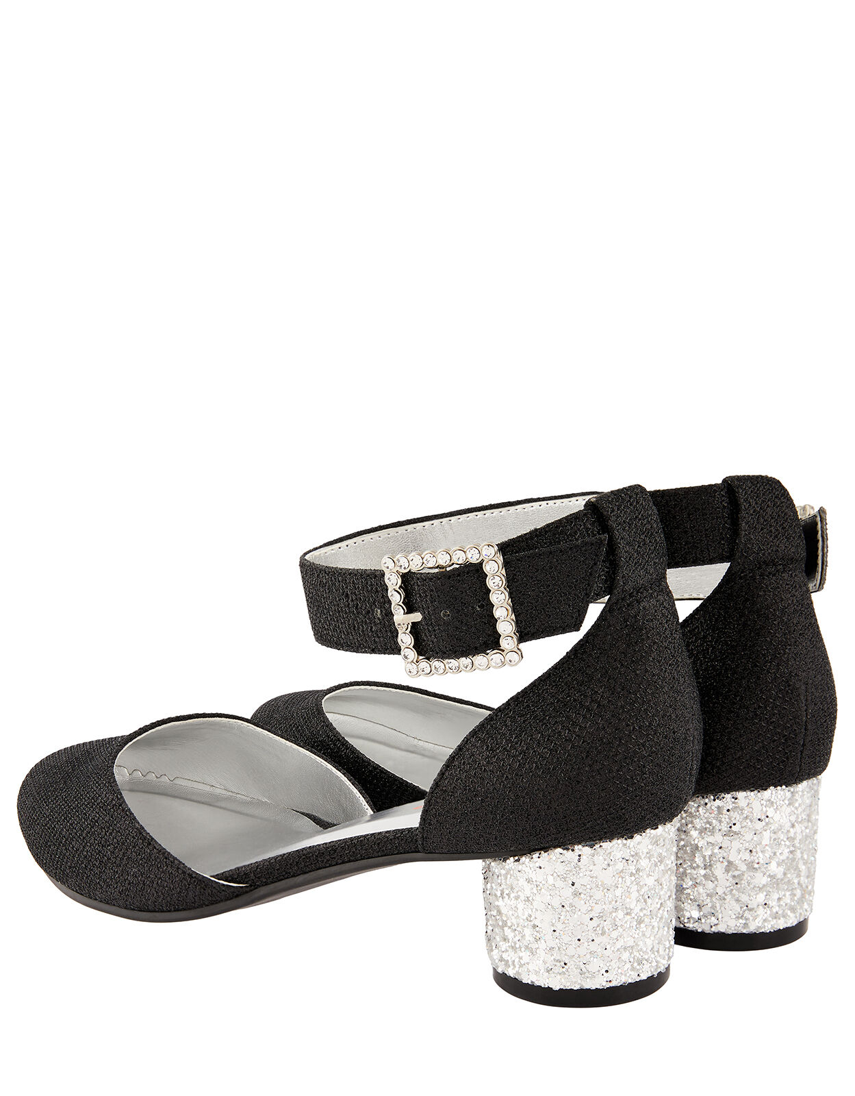 black glitter flat shoes