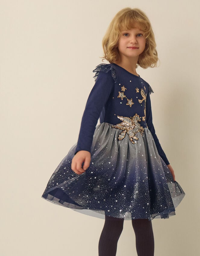 Unicorn Ombr&eacute; Disco Dress, Blue (NAVY), large