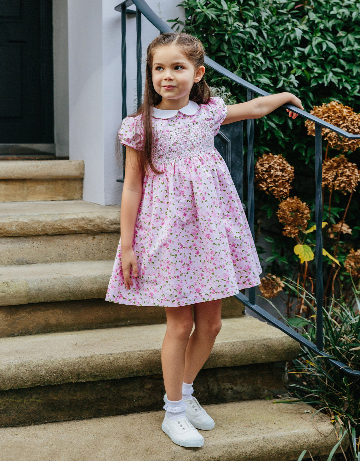 Trotters Rosie Smocked Dress Pink