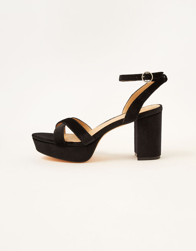 Velvet Platform Heeled Sandals Black | Occasion Shoes | Monsoon UK.