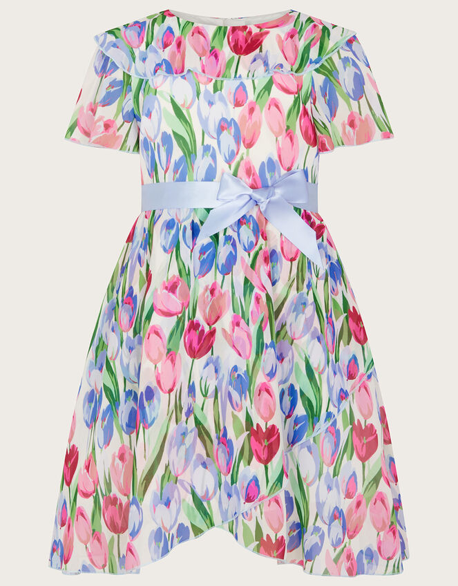 Tulip Wrap Chiffon Dress, Multi (MULTI), large