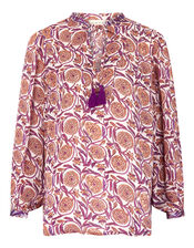 East Alex Print Satin Blouse, Natural (ECRU), large