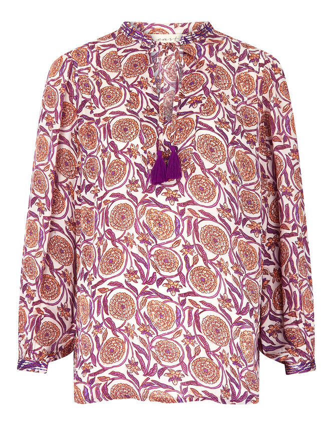 East Alex Print Satin Blouse, Natural (ECRU), large