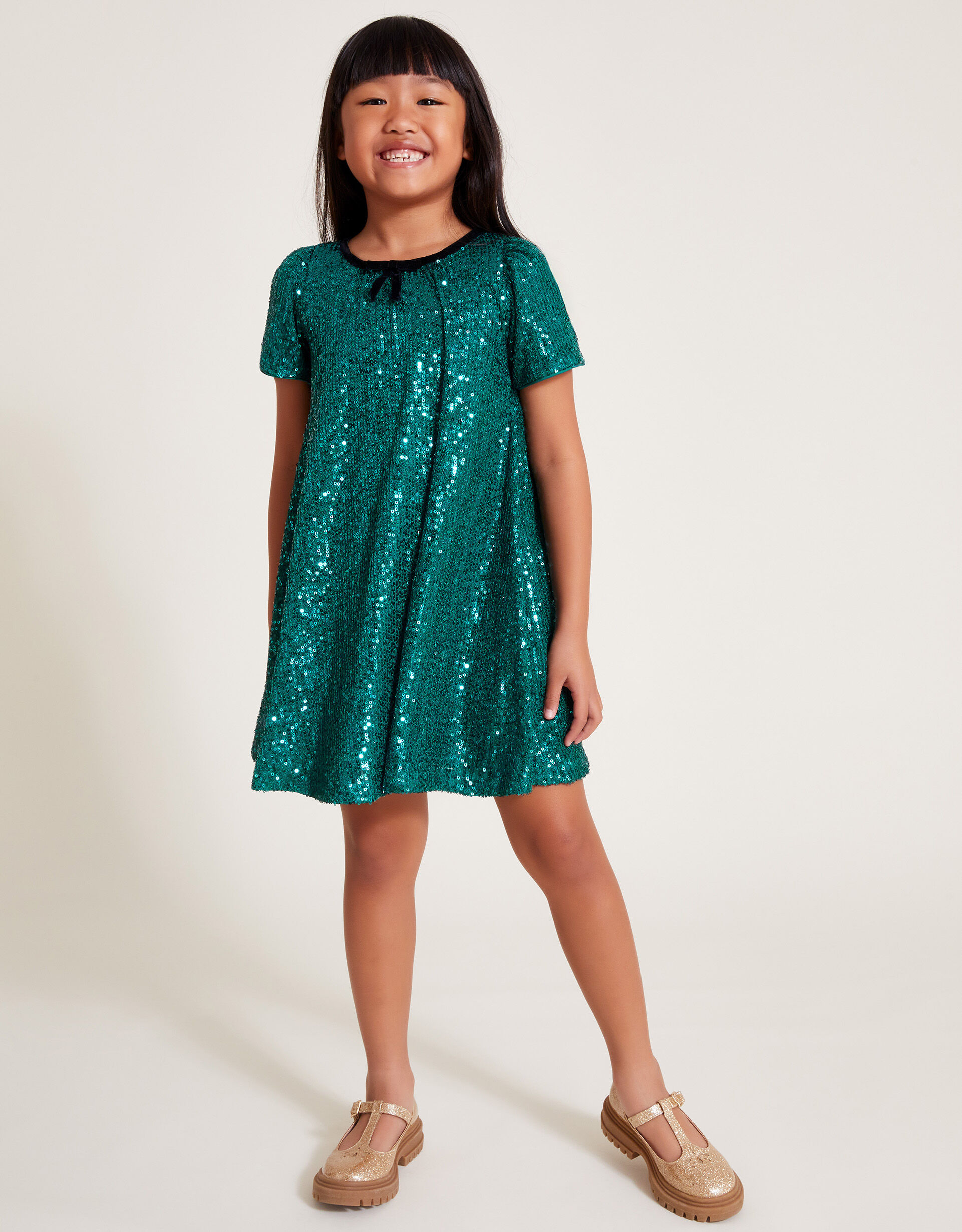 Monsoon green sequin dress shop