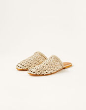 Woven Metallic Flat Mules, Gold (GOLD), large