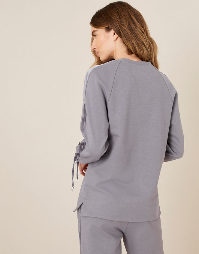 LOUNGE Laurie Velour Trim Sweatshirt, Grey (GREY), large