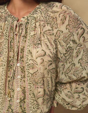 East Odette Hand-Woodblock Print Midi Dress, Multi (MULTI), large