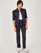 Dora Puff Sleeve Denim Jacket with Sustainable Cotton, Blue (INDIGO), large
