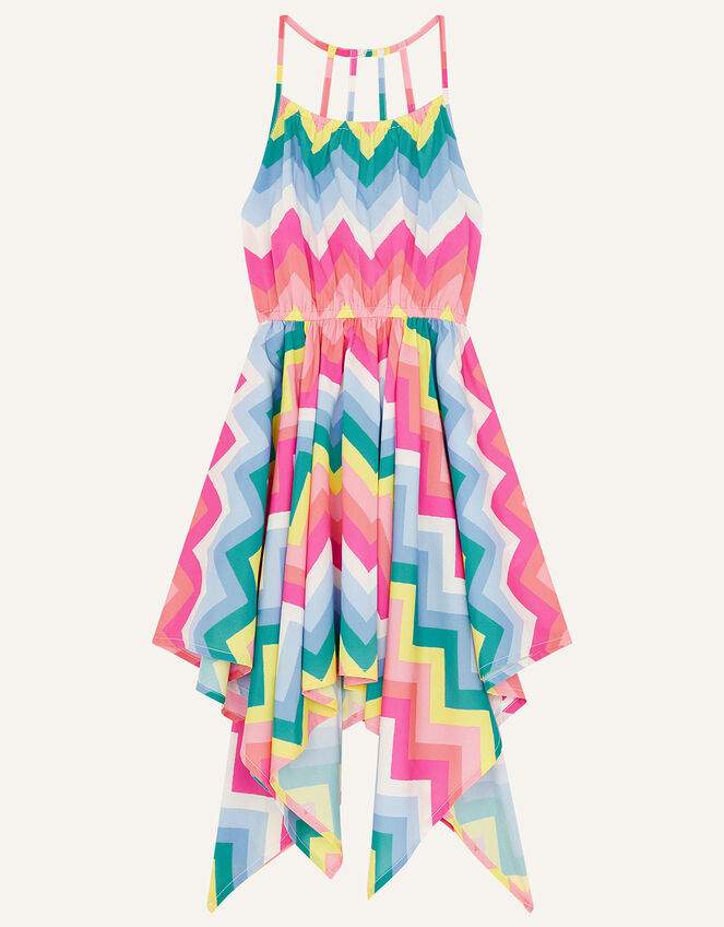 Rainbow Chevron Hanky Hem Dress, Multi (MULTI), large