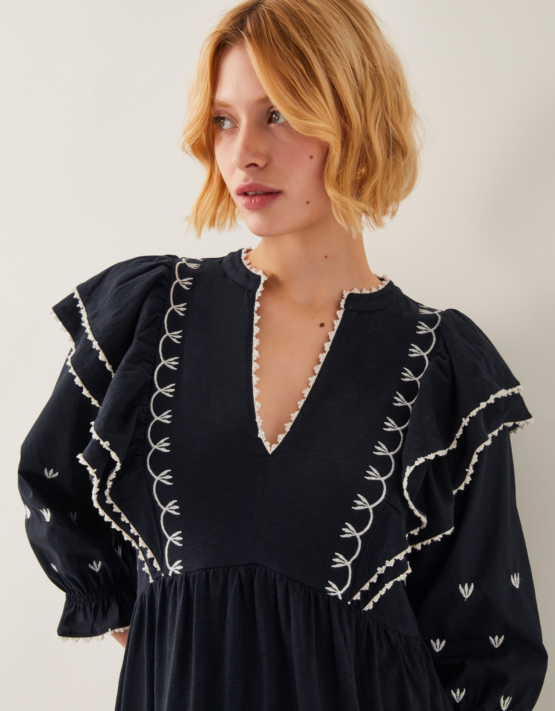 Freya Frill Jersey Midi Dress Black