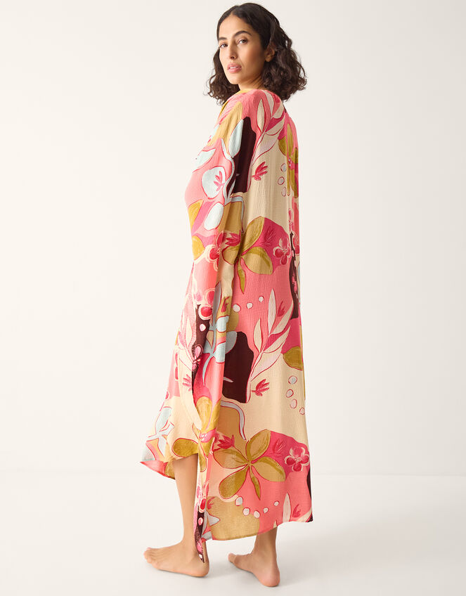 Iris Floral Print Maxi Kaftan, Orange (CORAL), large