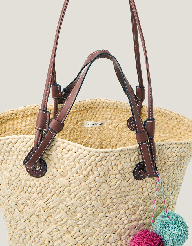 Yvie Woven Raffia Basket Bag, , large