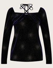 Natasha Nailhead Long Sleeve Top, Purple (PURPLE), large
