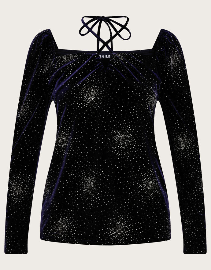 Natasha Nailhead Long Sleeve Top Purple