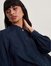 Evelyn Scallop Shirt, Blue (NAVY), large