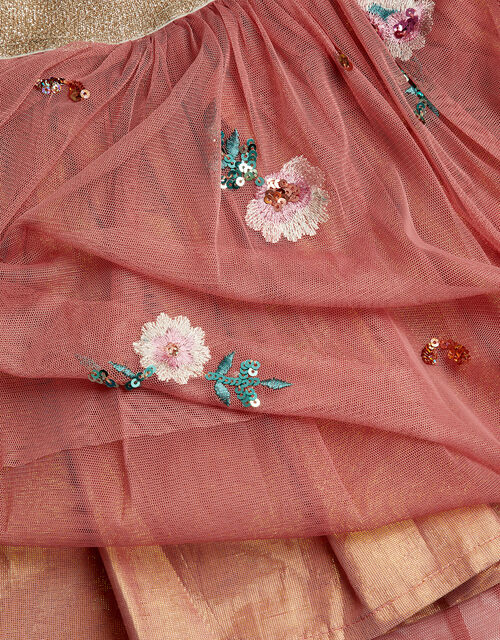 Sequin Floral Disco Skirt, Pink (PINK), large