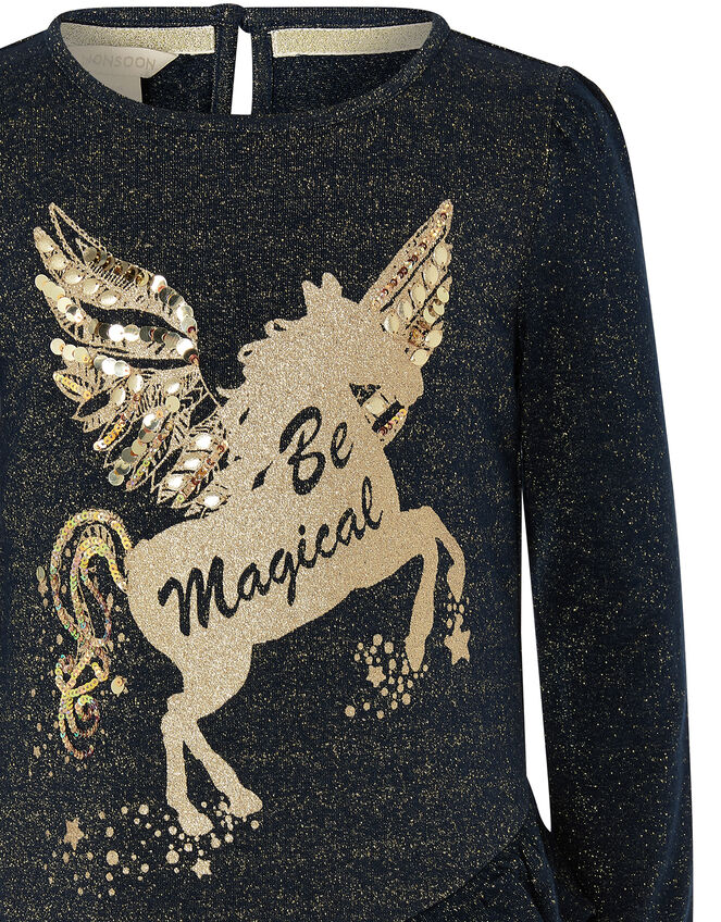Be Magical Unicorn Sweat Dress, Blue (NAVY), large