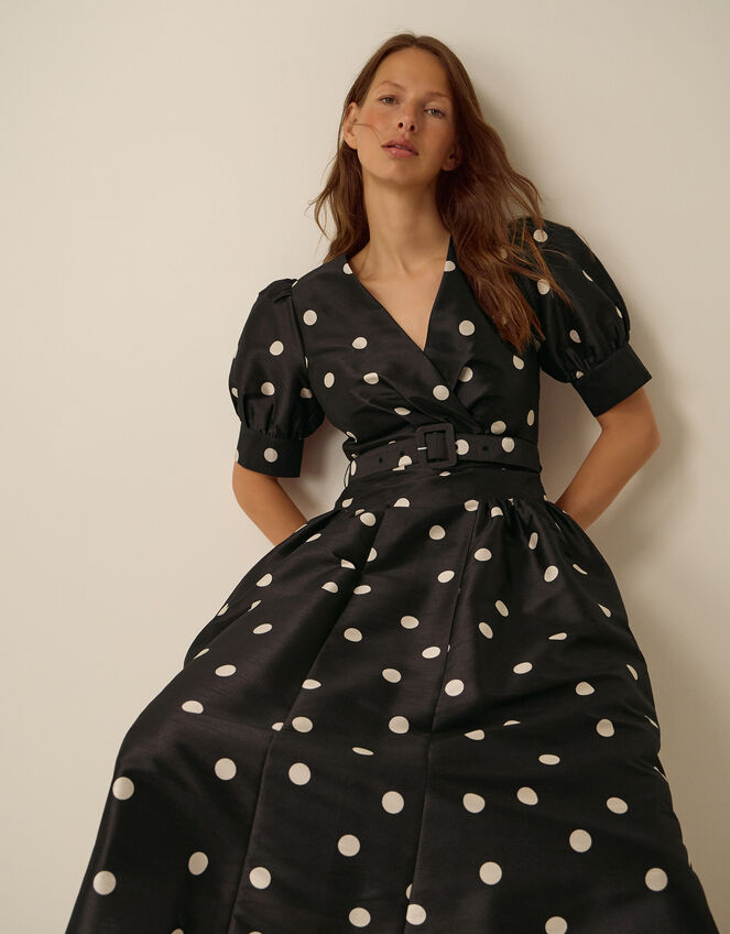 Amara Polka Dot Belted Midi Dress