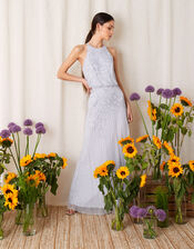 Bianca Floral Beaded Maxi Dress, Blue (BLUE), large