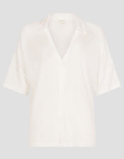 Cara Collar Jersey T-Shirt, Ivory (IVORY), large