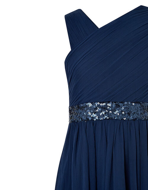 Abigail Sequin One-Shoulder Prom Dress, Blue (NAVY), large