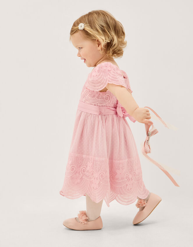 Baby Isabel Lace Tiered Party Dress, Pink (DUSKY PINK), large