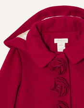 Baby Corsage Hooded Swing Coat, Red (RED), large