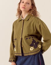 East Bella Floral Embroidered Jacket, Green (GREEN), large