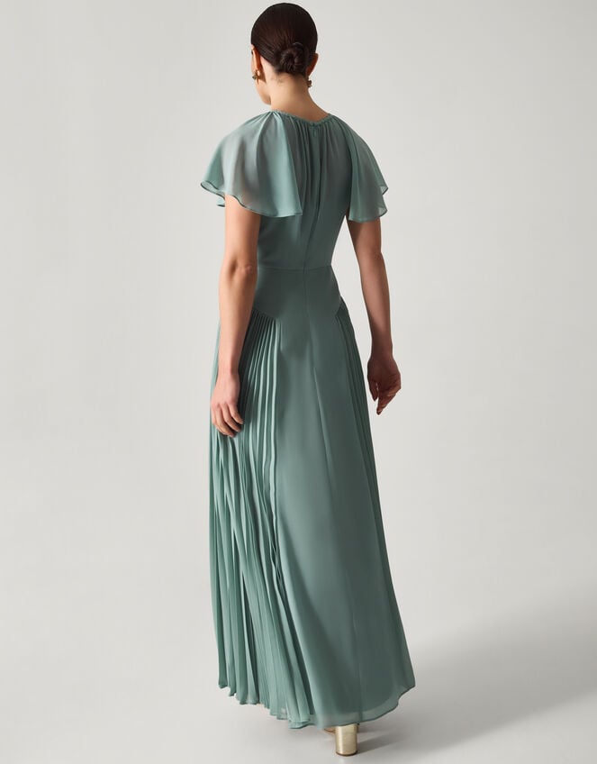 Madison Flutter Sleeve Pleated Bridesmaid Dress Green