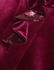 Genevieve Sequin Bow Velvet Party Dress, Red (BURGUNDY), large
