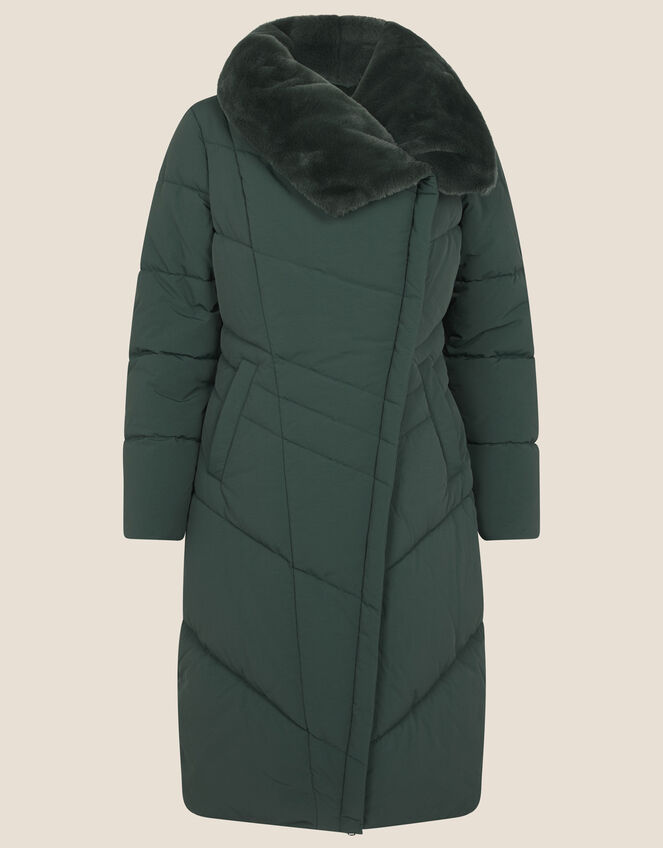 Beverley Faux Fur Collar Coat, Green (GREEN), large